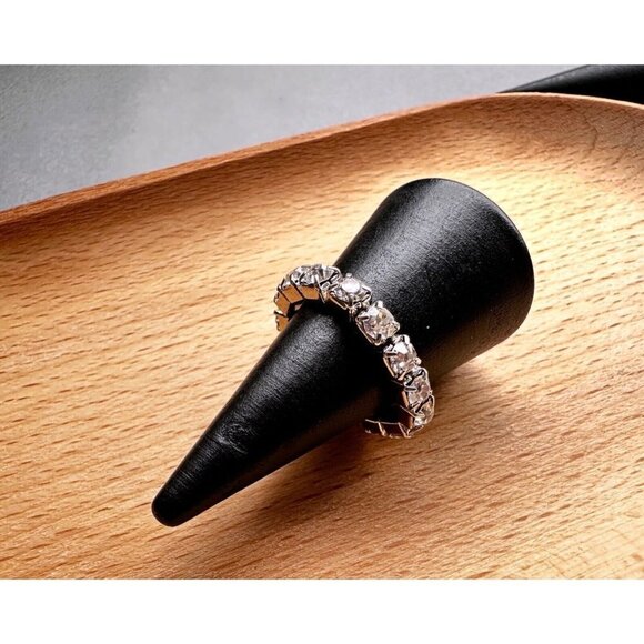 Silver tone adjustable rings set of 4 with rhinestones size 8 & 10,5 w/ case - Picture 8 of 9